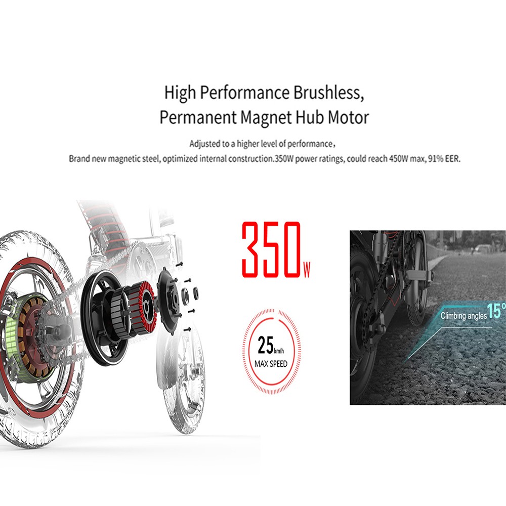 Dohiker Y-1 10Ah 36V 350W 14 Inches Moped Electric Bike Smart Folding Bike 25km/h Max Speed 50-60km Mileage - Red