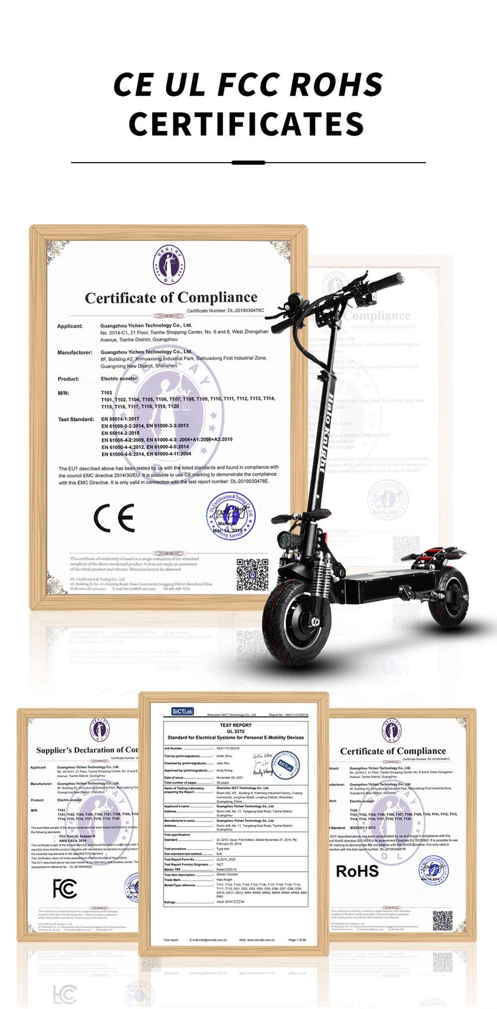 Halo Knight T104 Road Electric Scooter 52V 2000W 28Ah Battery 60km Range 65km/h Max Speed 150kg Load