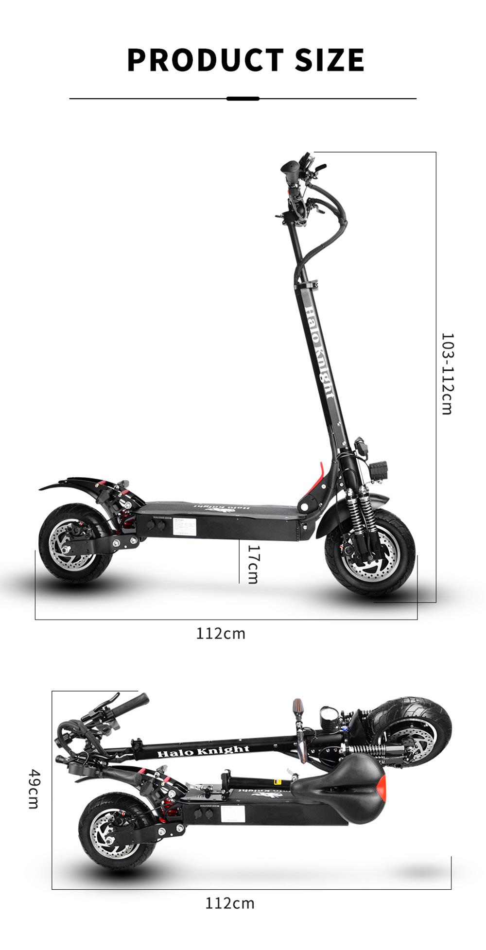 Halo Knight T104 Road Electric Scooter 52V 2000W 28Ah Battery 60km Range 65km/h Max Speed 150kg Load