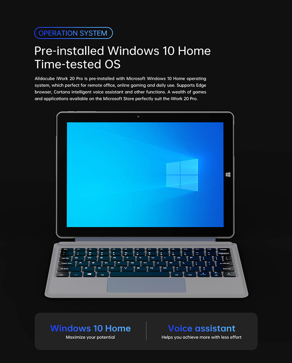 ALLDOCUBE iWork 20 Pro Tablet PC 10.5'' IPS Screen Intel N4120 8GB RAM 128GB ROM Support 4K Video Windows 10 - EU Plug