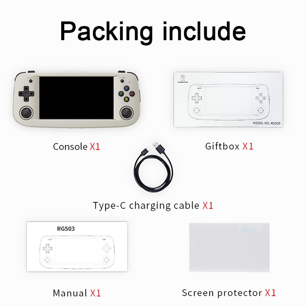 ANBERNIC RG503 Portable Game Console 1+16GB 4.95'' OLED Screen Retro WiFi Bluetooth Linux System - Grey