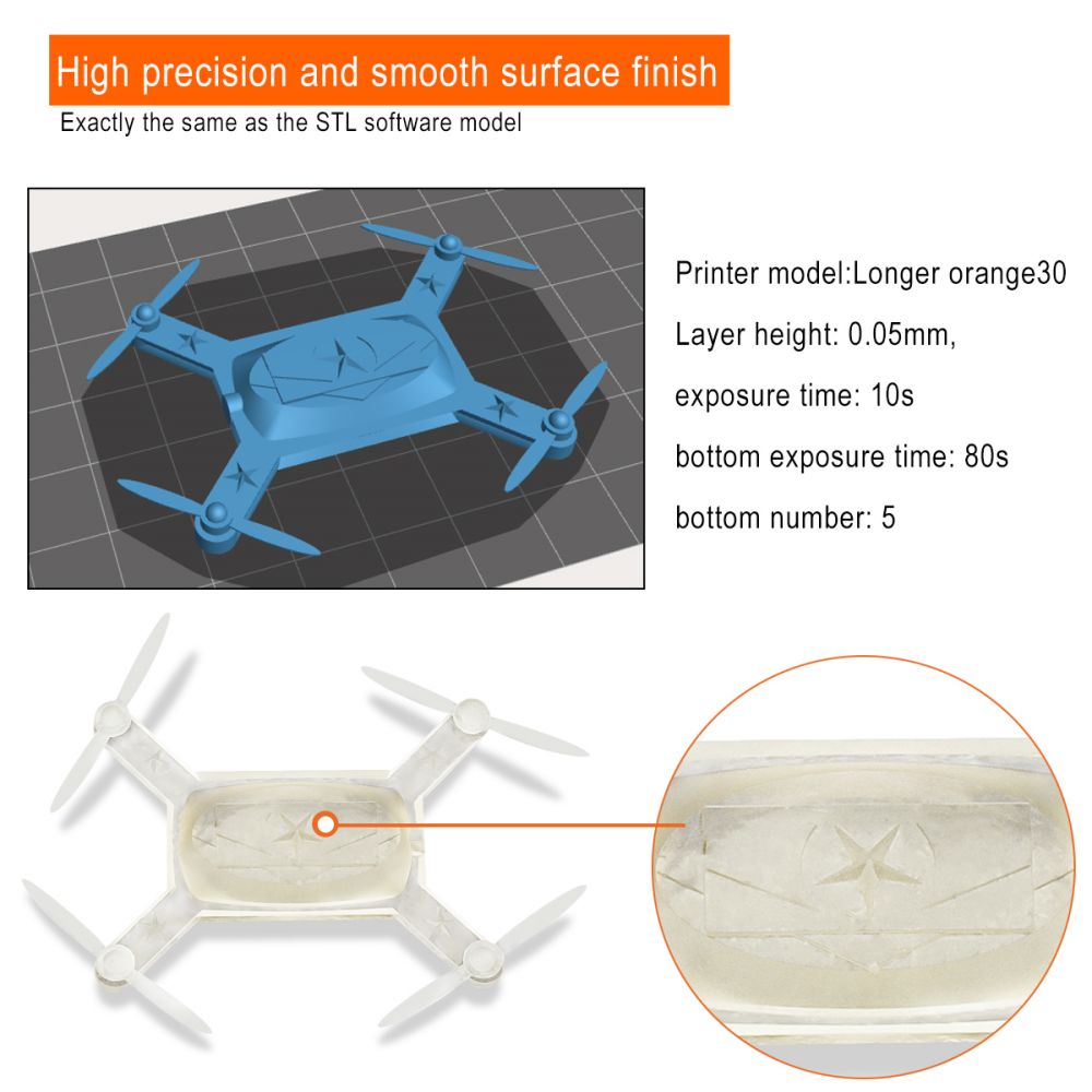 ERYONE 3D Printer Standard Resin Super Low Odor, General LCD UV-Curing Resin 405nm for LCD 3D Printing 500g Clear