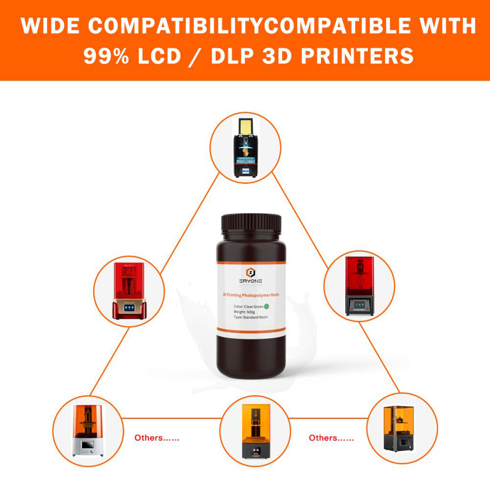 ERYONE 3D Printer Standard Resin Super Low Odor, General LCD UV-Curing Resin 405nm for LCD 3D Printing 500g