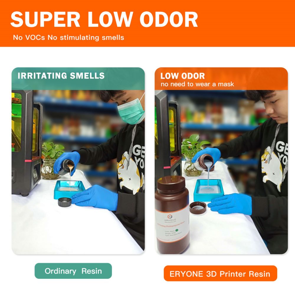ERYONE 3D Printer Standard Resin Super Low Odor, General LCD UV-Curing Resin 405nm for LCD 3D Printing 500g