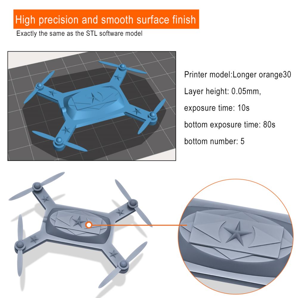 ERYONE 3D Printer Standard Resin Super Low Odor, General LCD UV-Curing Resin 405nm for LCD 3D Printing 500g Grey