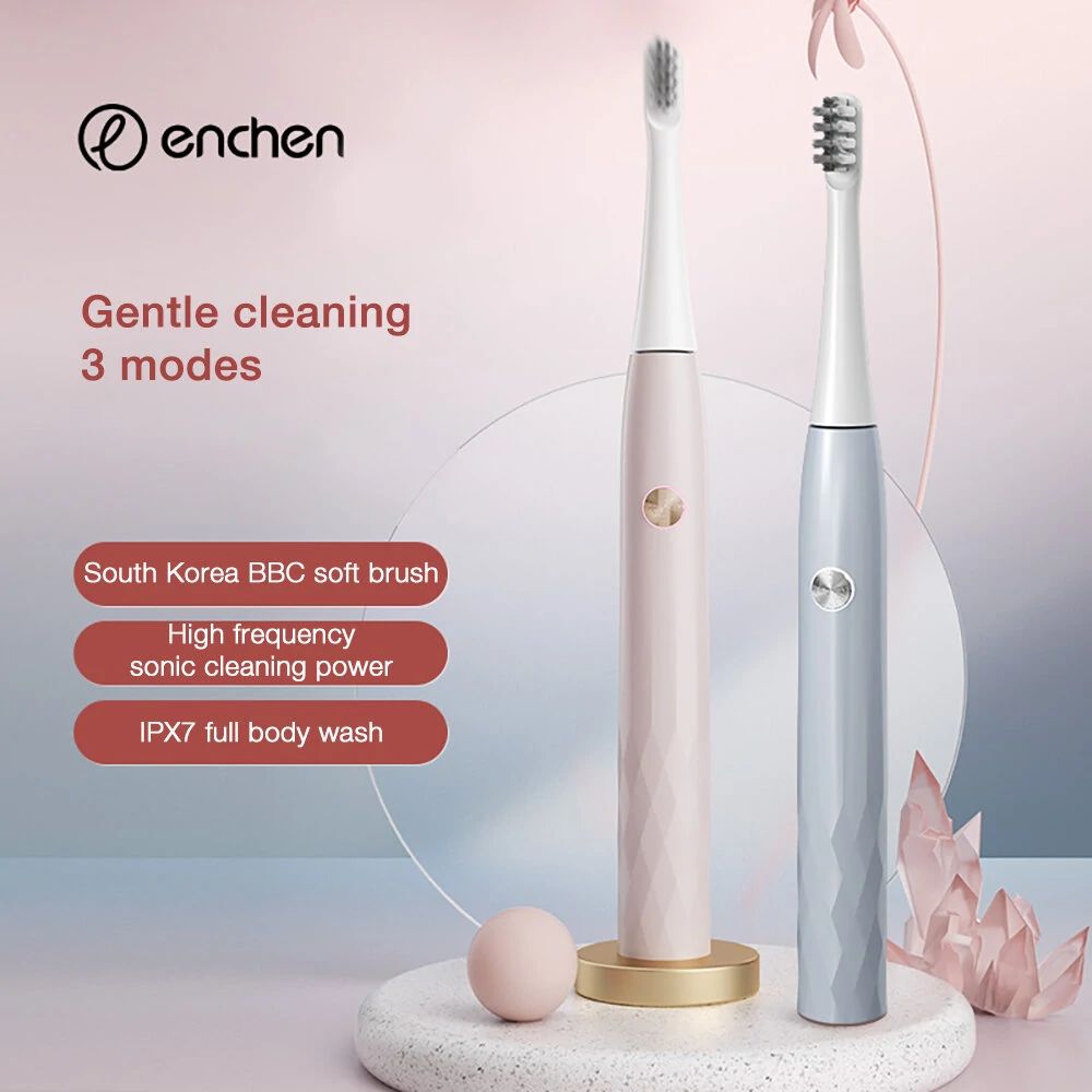 Enchen T501 Electric Toothbrush High-frequency Vibration Three Cleaning Modes Long Battery Life IPX7 Waterproof - Pink
