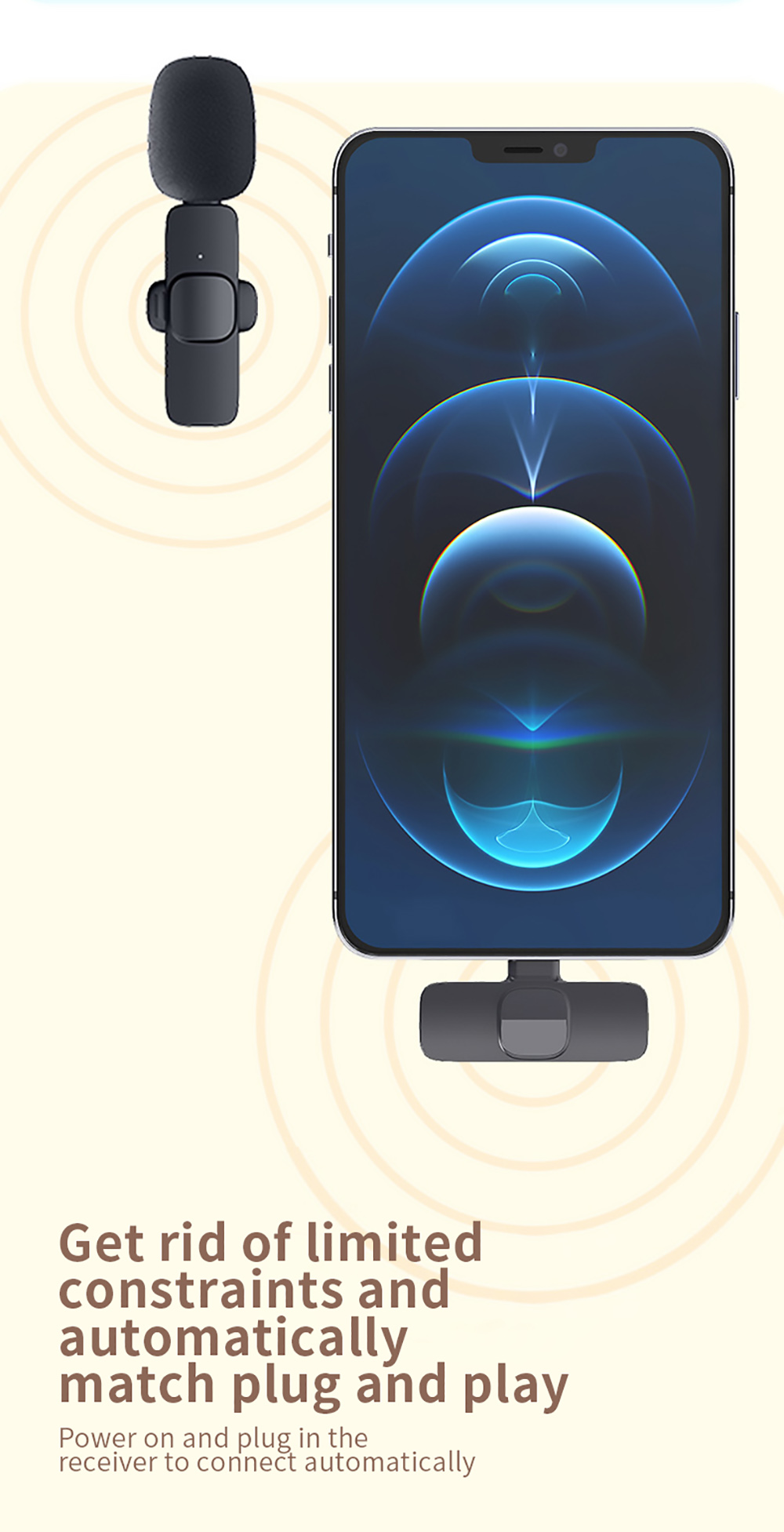 K1 Wireless Clip Mic for Smartphone, Laptop, Live Stream, Recording, TikTok, Youtube Video, Charge the Phone - Lightning