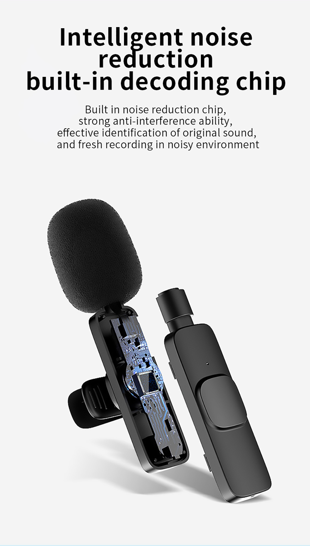 K1 Wireless Clip Mic for Smartphone, Laptop, Live Stream, Recording, TikTok, Youtube Video, Charge the Phone - Lightning