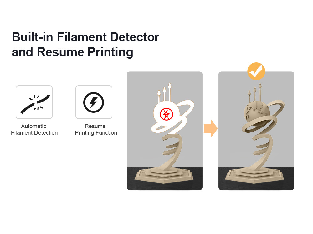 MINGDA Magician Pro 3D Printer, Auto Leveling Double Gears Direct Extrusion Resume Printing, Printing Size 400*400*400mm