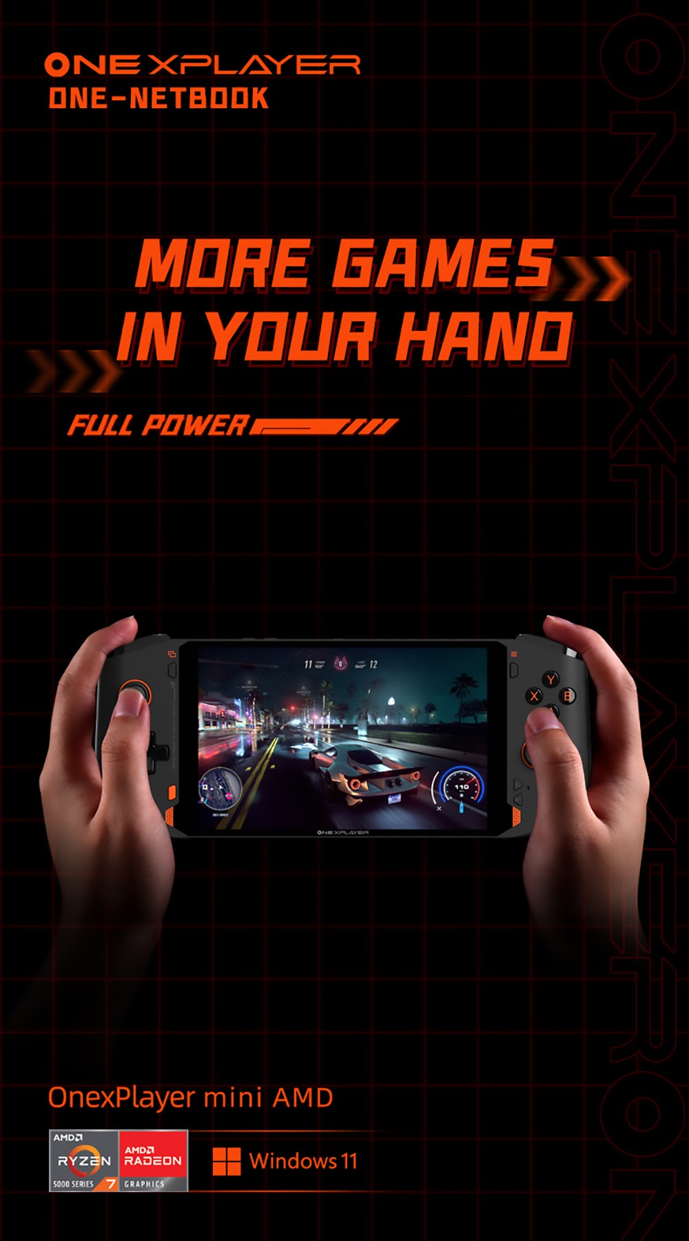 ONE Netbook ONEXPlayer Mini Game Console 7 Inches Touch screen AMD Ryzen 7 5800U CPU, 16GB RAM 2TB SSD WiFi6