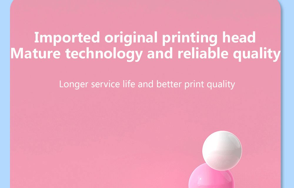 Portable Mini Printer Thermal Photo Printer Bluetooth Wireless with 10 Rolls of Printing Paper, Sticker - Pink