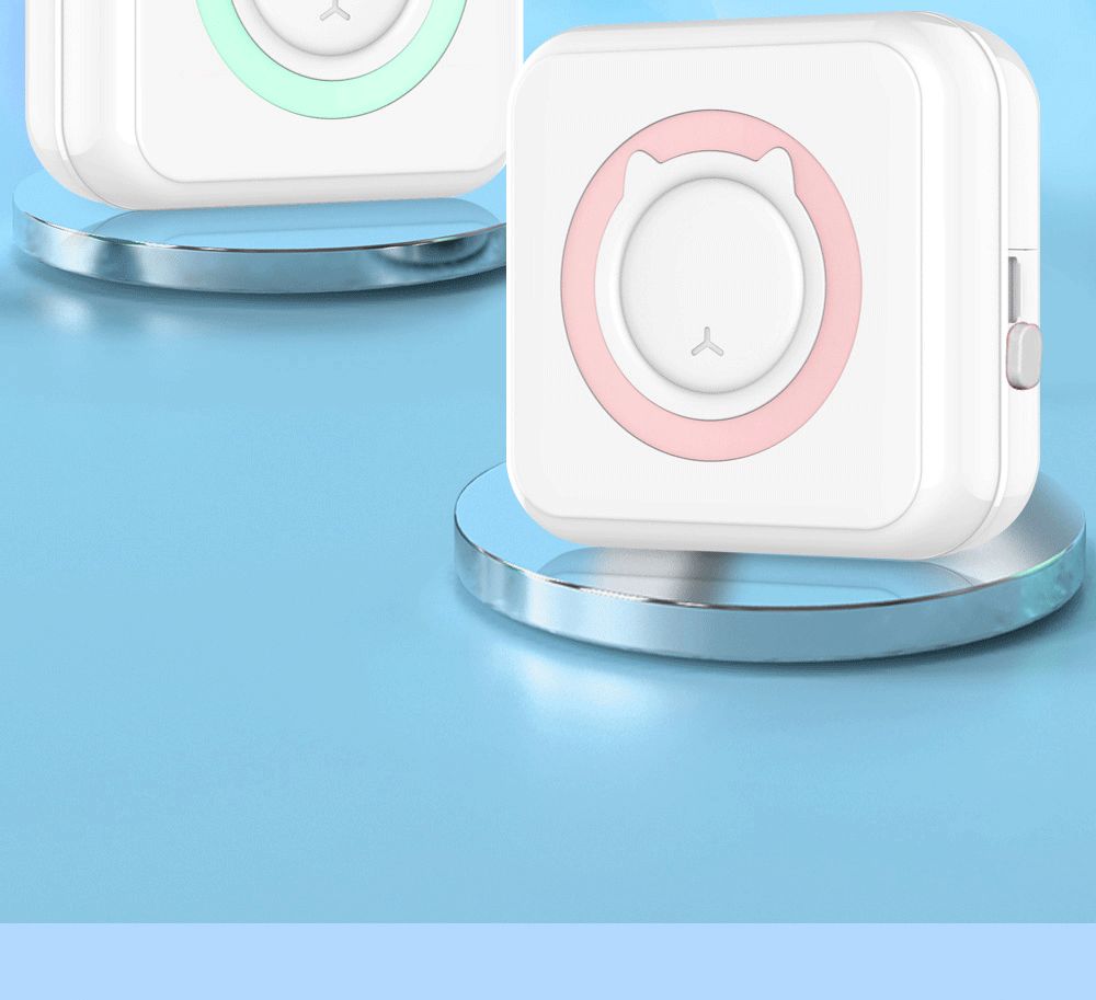 Portable Mini Printer Thermal Photo Printer Bluetooth Wireless with 5 Rolls of Printing Paper, Sticker - Blue