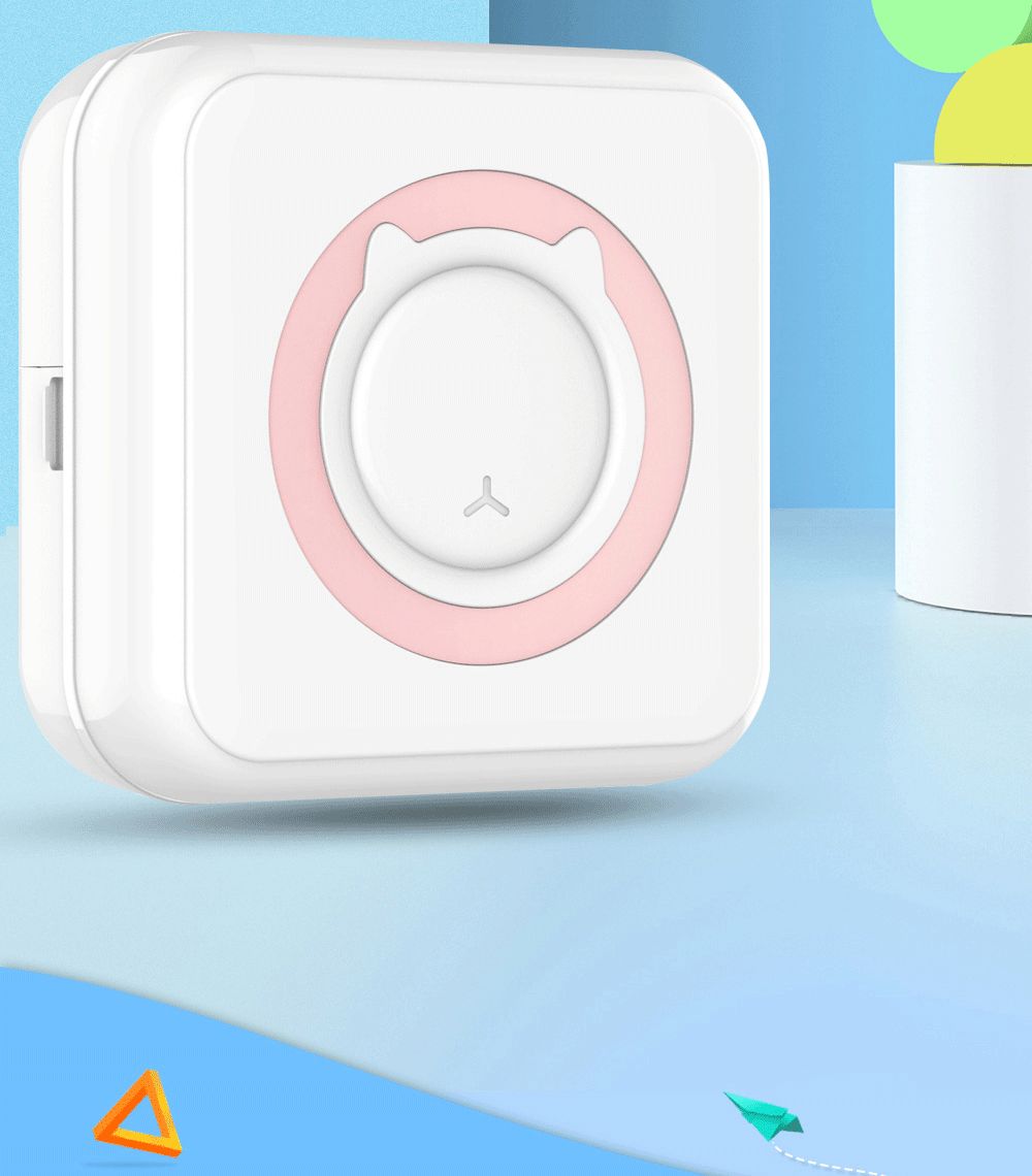 Portable Mini Printer Thermal Photo Printer Bluetooth Wireless Pocket Printer with One Roll of Printing Paper - Pink