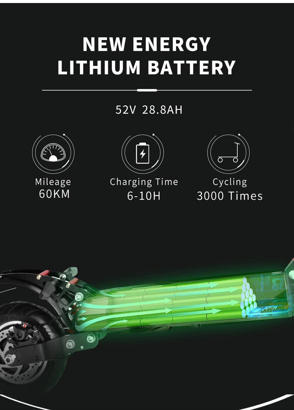 Halo Knight T104 Road Electric Scooter 52V 2000W 28Ah Battery 60km Range 65km/h Max Speed 150kg Load