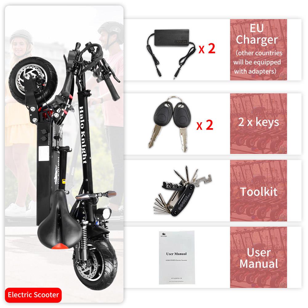 Halo Knight T104 Road Electric Scooter 52V 2000W 28Ah Battery 60km Range 65km/h Max Speed 150kg Load