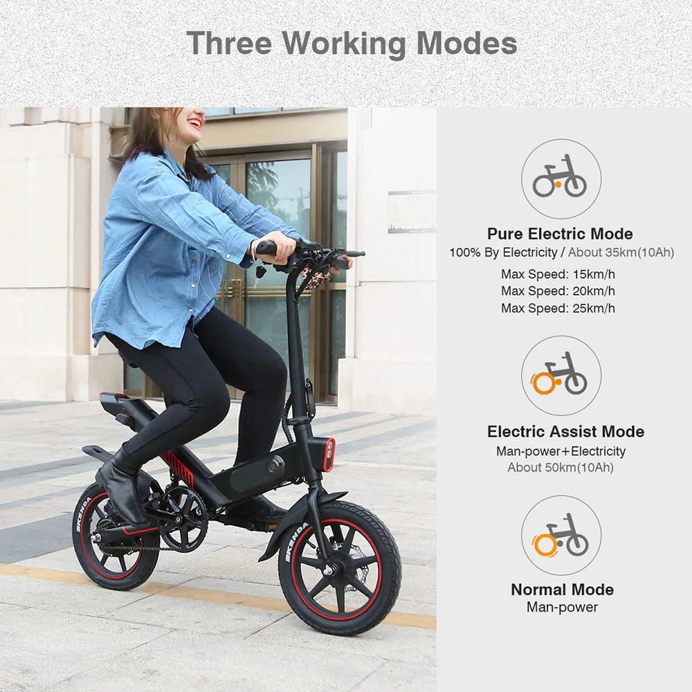 Dohiker Y-1 10Ah 36V 350W 14 Inches Moped Electric Bike Smart Folding Bike 25km/h Max Speed 50-60km Mileage - Red