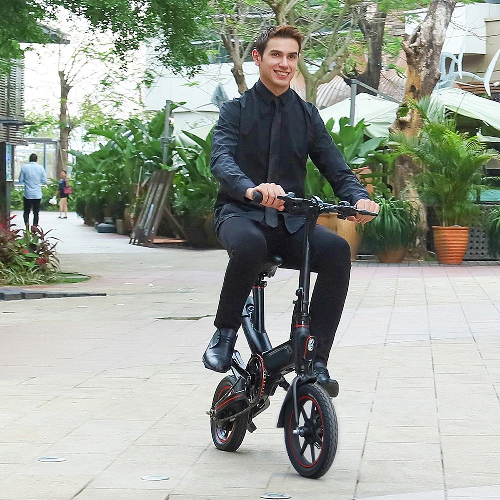 Dohiker Y-1 10Ah 36V 350W 14 Inches Moped Electric Bike Smart Folding Bike 25km/h Max Speed 50-60km Mileage - Red