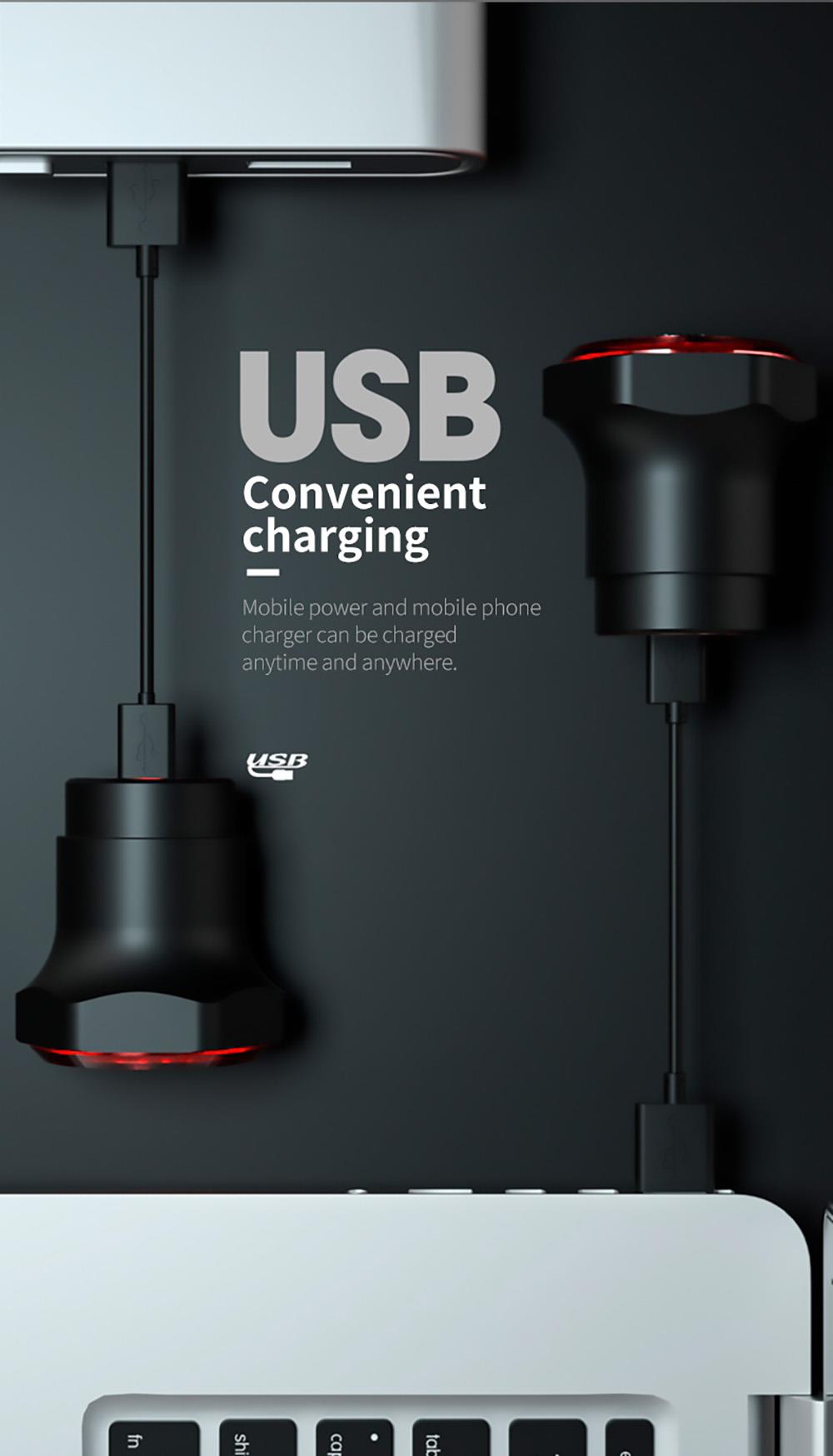 MEROCA WR15 Smart Bike Tail Light Brake Sensing Bicycle Rear Flashlight with 500mAh Battery 7 Light Modes for Saddle