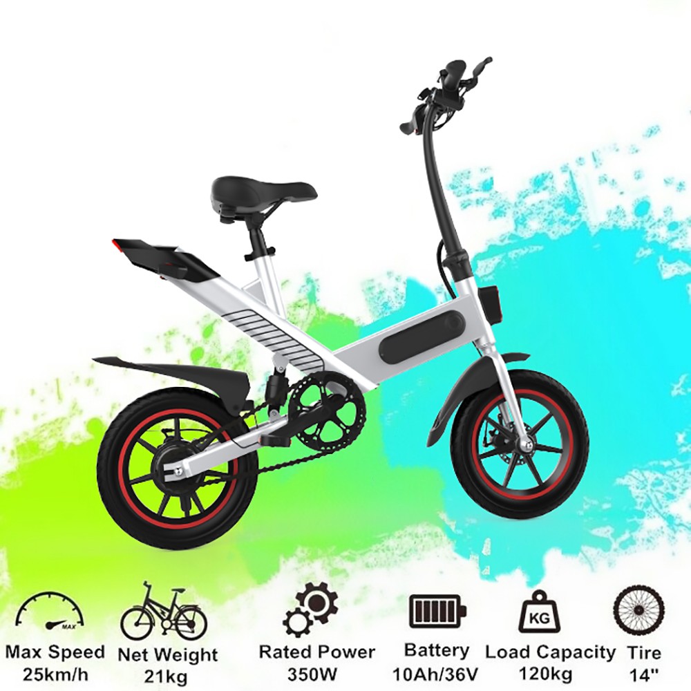 Dohiker Y-1 10Ah 36V 350W 14 Inches Moped Electric Bike Smart Folding Bike 25km/h Max Speed 50-60km Mileage - White
