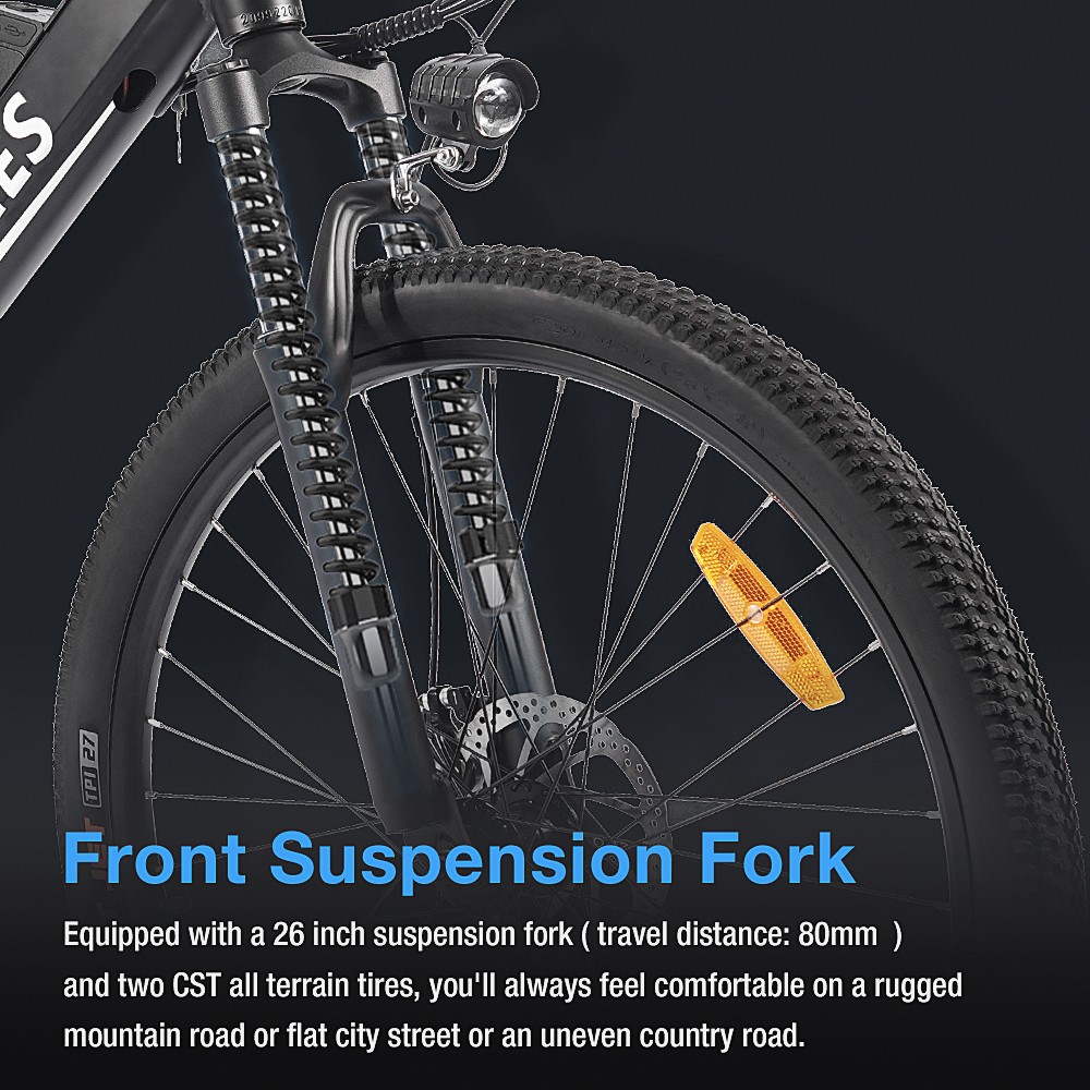 FAFREES F100 26 Inch Electric Bike Max Speed 33Km/h Mountain Ebike 350W Motor 48V 11.6Ah Removable Battery Recharge System Shimano 7 Speed Gears LED Display Aluminum Frame - White