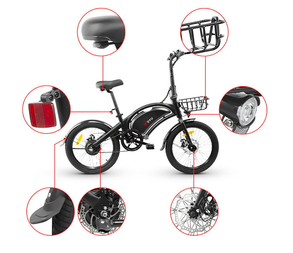 DYU D20 Electric Bicycle 250W Motor 36V 10AH Black