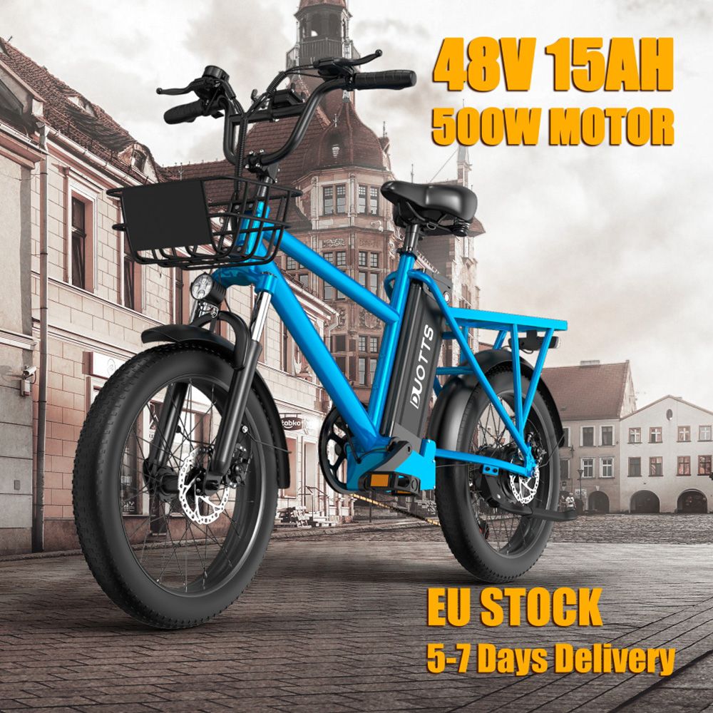DUOTTS C20 Electric Bike Cargo Bike 48V 15Ah Removable Battery 500W Motor 45km/h Max Speed - Blue