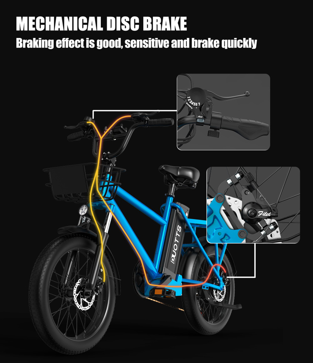 DUOTTS C20 Electric Bike Cargo Bike 48V 15Ah Removable Battery 500W Motor 45km/h Max Speed - Blue