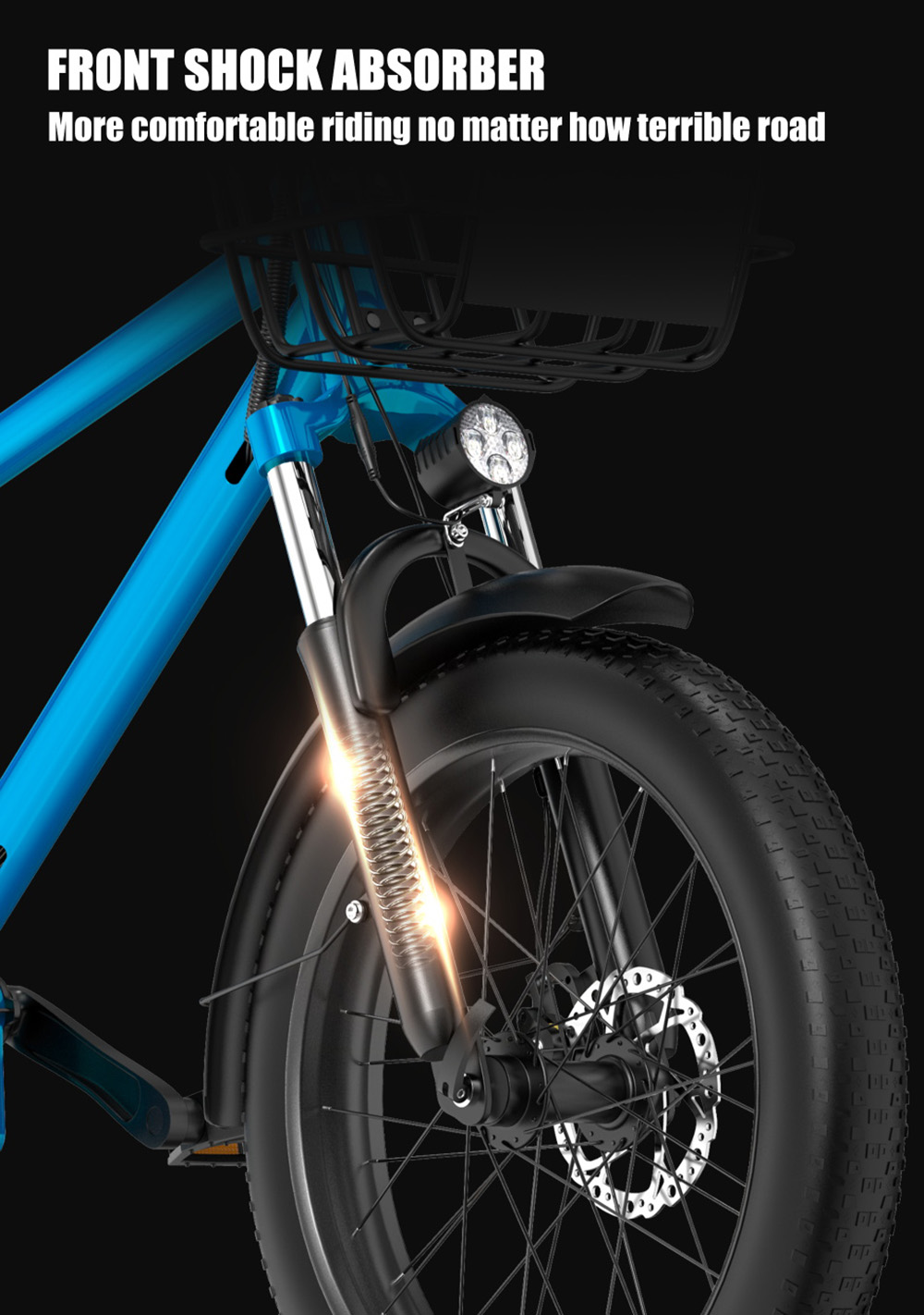 DUOTTS C20 Electric Bike Cargo Bike 48V 15Ah Removable Battery 500W Motor 45km/h Max Speed - Blue