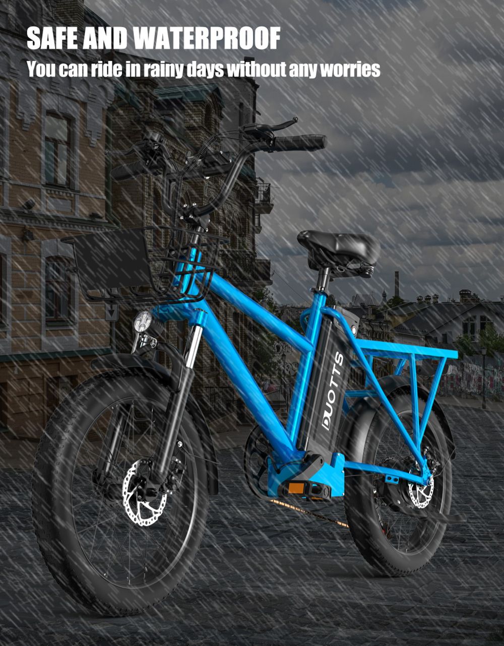 DUOTTS C20 Electric Bike Cargo Bike 48V 15Ah Removable Battery 500W Motor 45km/h Max Speed - Blue
