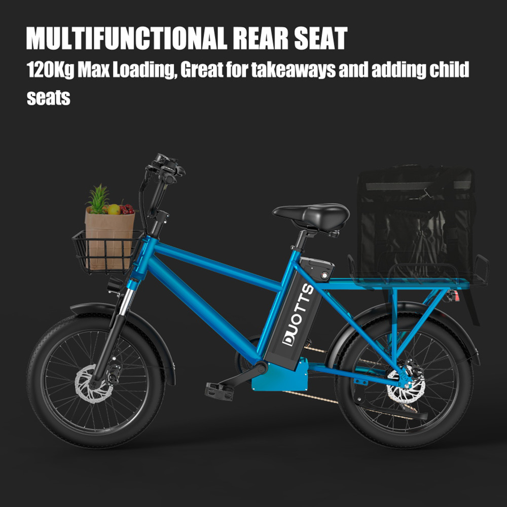 DUOTTS C20 Electric Bike Cargo Bike 48V 15Ah Removable Battery 500W Motor 45km/h Max Speed - Blue