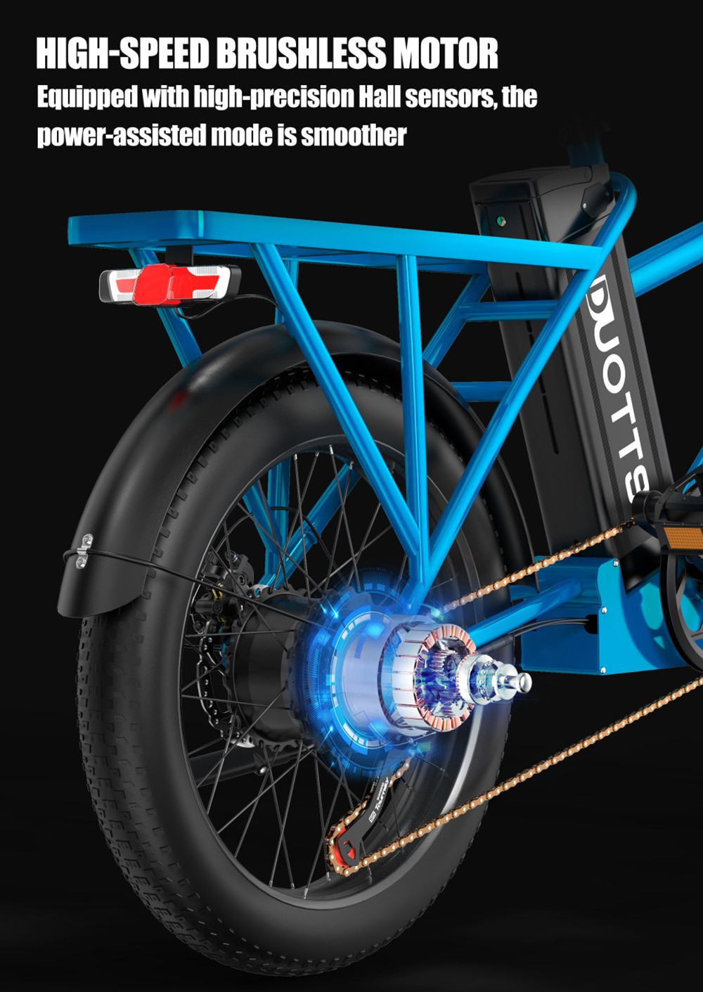 DUOTTS C20 Electric Bike Cargo Bike 48V 15Ah Removable Battery 500W Motor 45km/h Max Speed - Blue