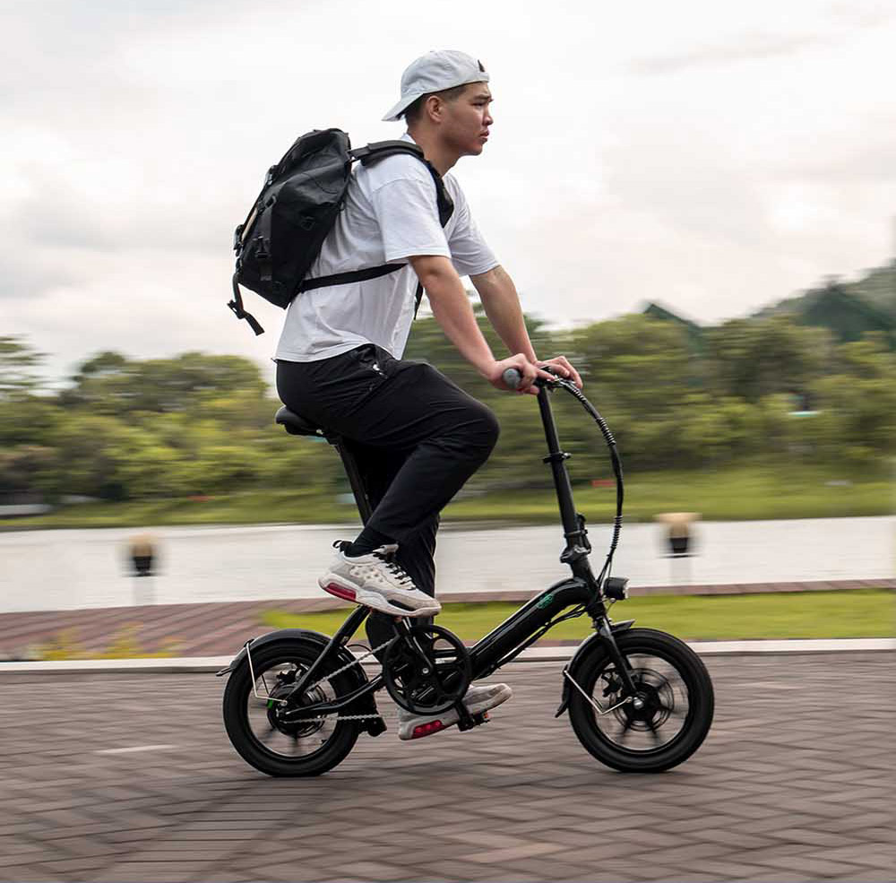 FIIDO D3 Pro Folding Electric Moped Bike 14'' City Bicycle Commuter Bike Max 25km/h 7.5Ah Lithium Battery - Black