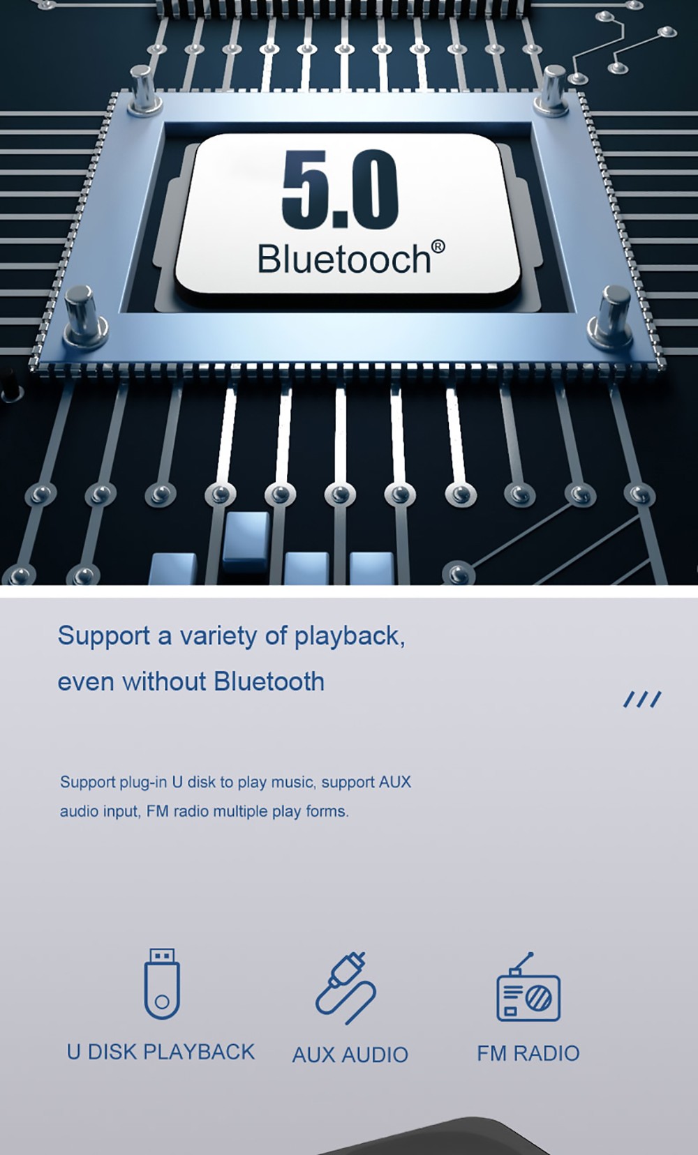 GREEN TIME T11 Multifunction Wireless Charging Bluetooth 5.0 Speaker, Bedside Alarm Clock FM Radio Player - White