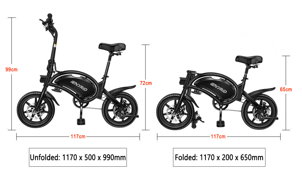 IENYRID B2 Folding E-bike 400W Motor 48V 7.5Ah Battery 14'' Pneumatic Tire 45km/h Max Speed Black