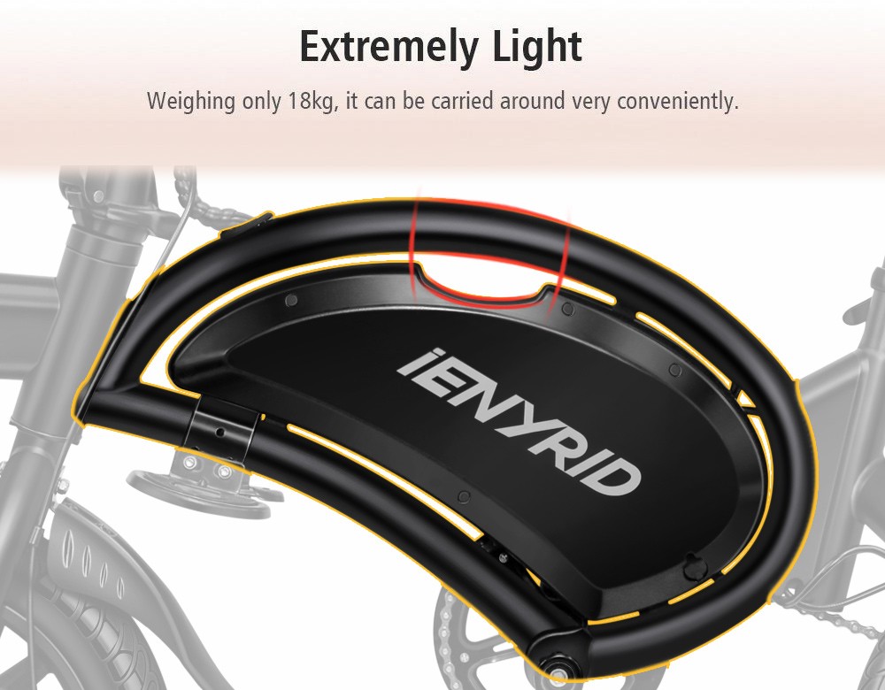 IENYRID B2 Folding E-bike 400W Motor 48V 7.5Ah Battery 14'' Pneumatic Tire 45km/h Max Speed Black