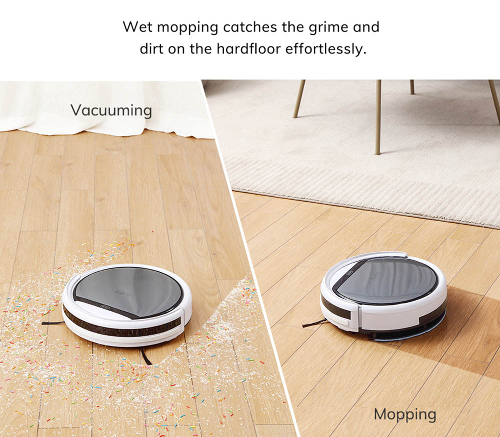 ILIFE V60 Pro Robot Vacuum Cleaner, 1000Pa Suction Wet Mopping, 300ml Dust Tank, Remote Control, Auto Obstacle Avoidance