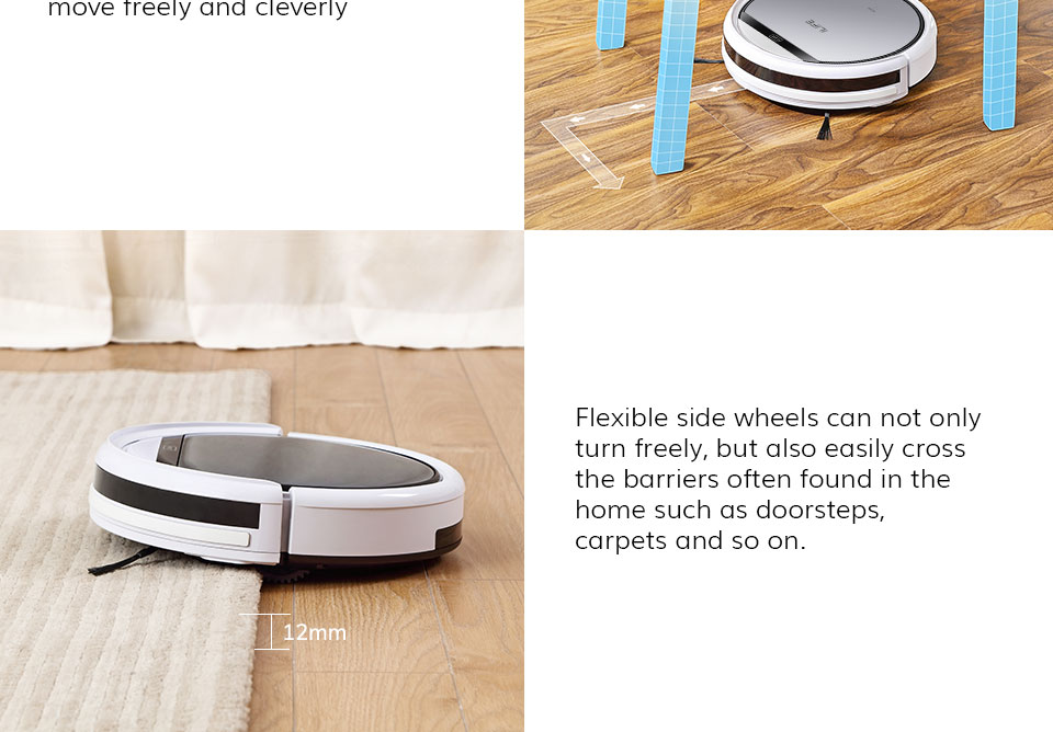 ILIFE V60 Pro Robot Vacuum Cleaner, 1000Pa Suction Wet Mopping, 300ml Dust Tank, Remote Control, Auto Obstacle Avoidance