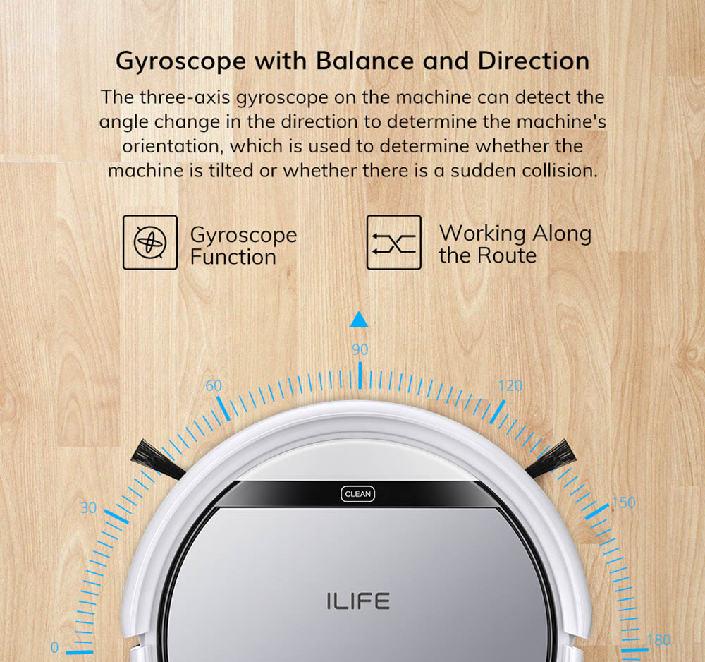 ILIFE V60 Pro Robot Vacuum Cleaner, 1000Pa Suction Wet Mopping, 300ml Dust Tank, Remote Control, Auto Obstacle Avoidance