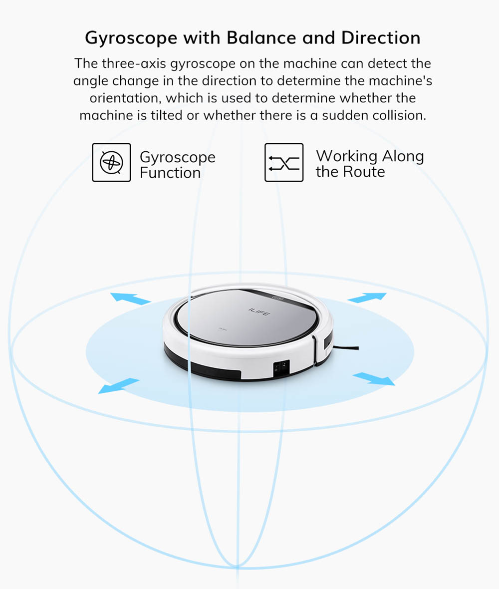 ILIFE V60 Pro Robot Vacuum Cleaner, 1000Pa Suction Wet Mopping, 300ml Dust Tank, Remote Control, Auto Obstacle Avoidance
