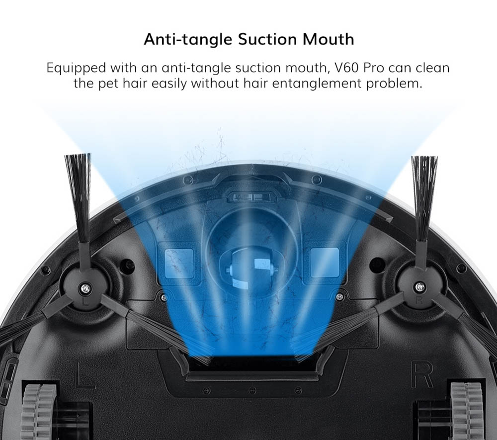 ILIFE V60 Pro Robot Vacuum Cleaner, 1000Pa Suction Wet Mopping, 300ml Dust Tank, Remote Control, Auto Obstacle Avoidance