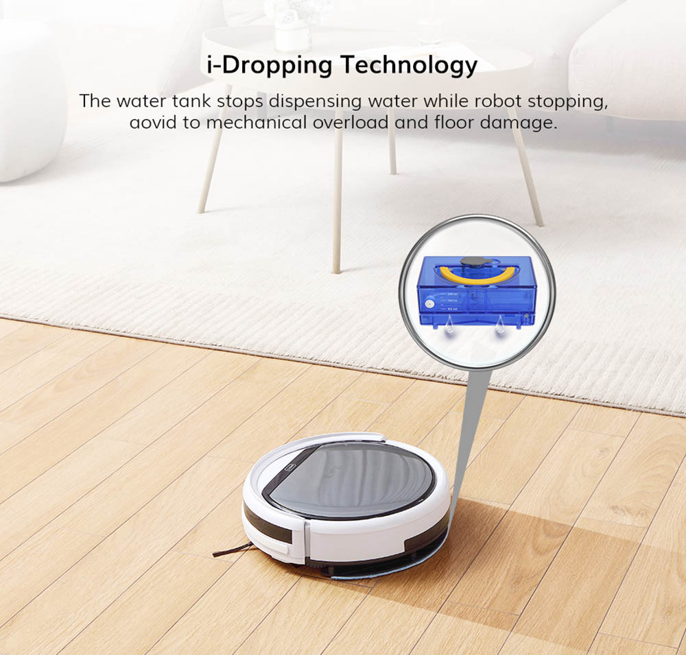 ILIFE V60 Pro Robot Vacuum Cleaner, 1000Pa Suction Wet Mopping, 300ml Dust Tank, Remote Control, Auto Obstacle Avoidance