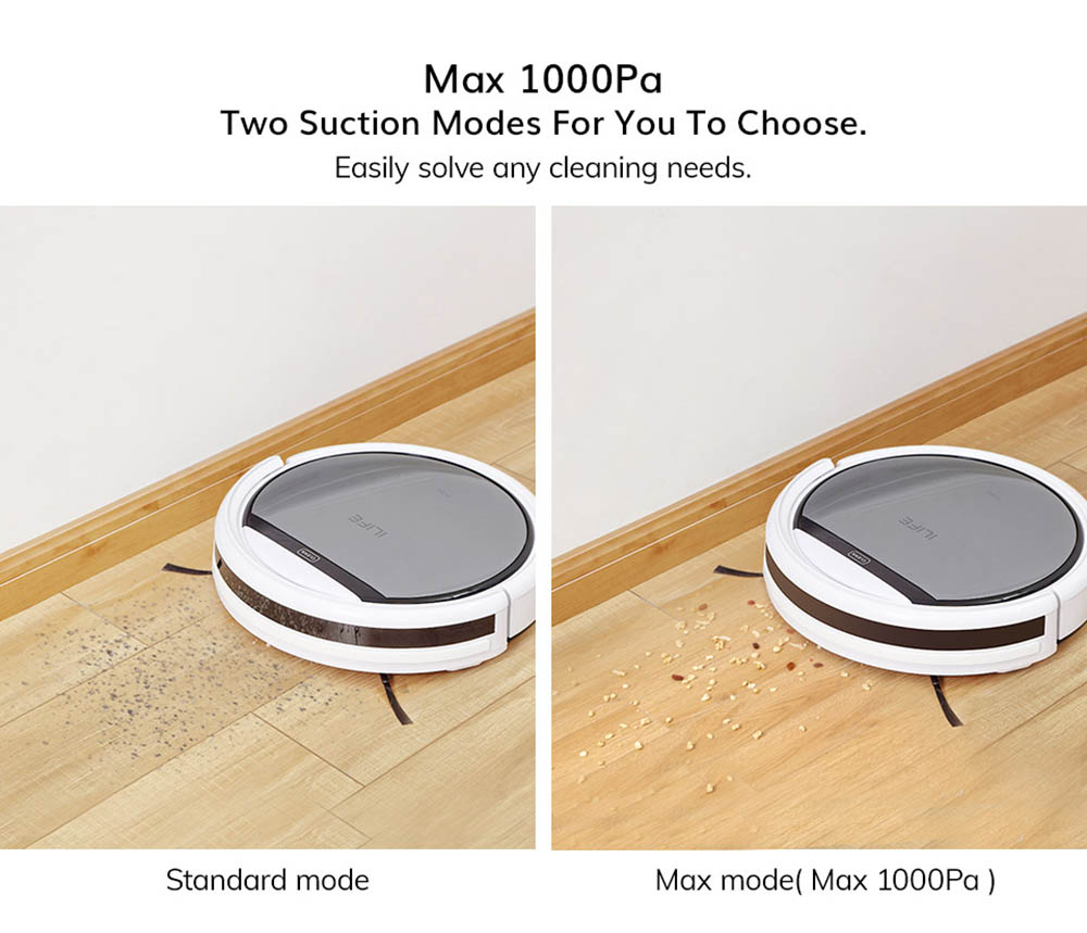 ILIFE V60 Pro Robot Vacuum Cleaner, 1000Pa Suction Wet Mopping, 300ml Dust Tank, Remote Control, Auto Obstacle Avoidance