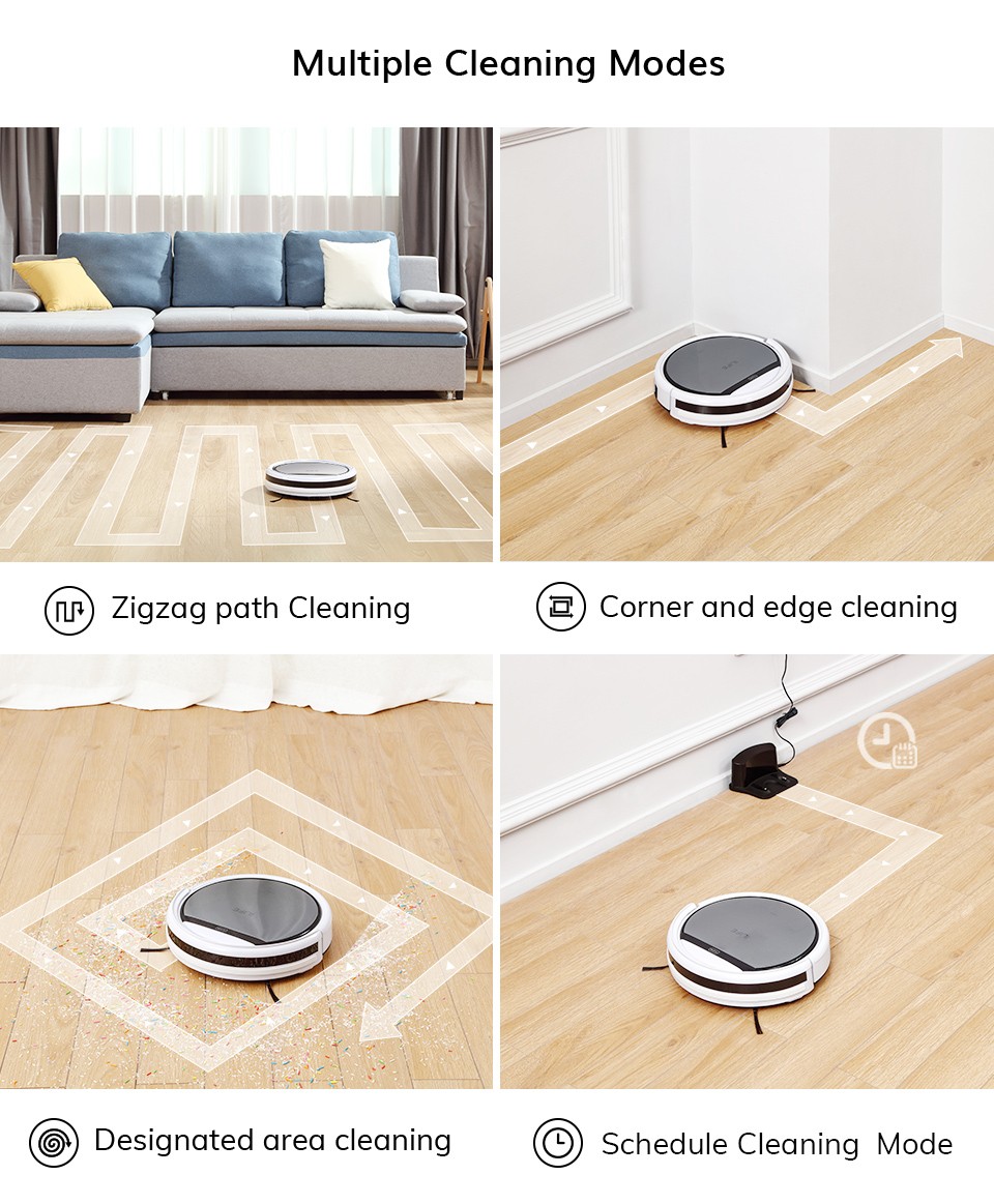 ILIFE V60 Pro Robot Vacuum Cleaner, 1000Pa Suction Wet Mopping, 300ml Dust Tank, Remote Control, Auto Obstacle Avoidance