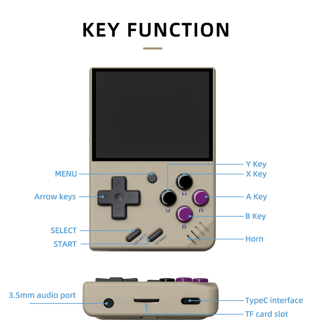 MIYOO Mini 64GB 8000 Games Retro Handheld Game Console DC PS MD SFC MAME WSC Portable Retro Arch Linux System - Blue