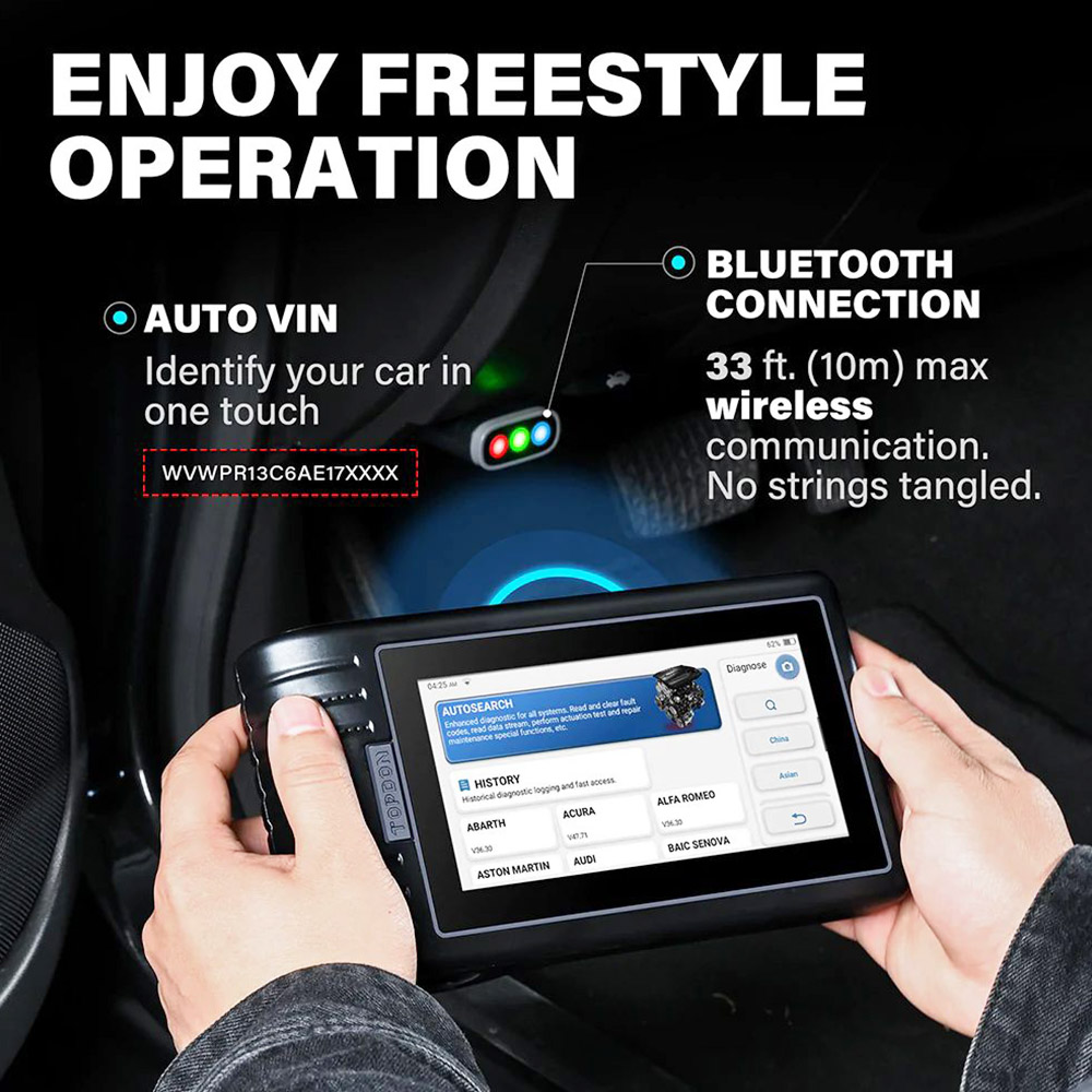 TOPDON ArtiDiag800 BT Automotive Diagnostics Tool, AutoVIN Tech 4-Core 1.3GHz Processor, 28+ Reset Service Bluetooth VCI
