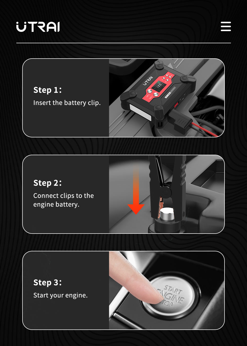 UTRAI Jstar 6 24000mAh 1800A 4-in-1 Car Jump Starter with Air Compressor, Dual USB Outputs Power Bank, LED Flashlight