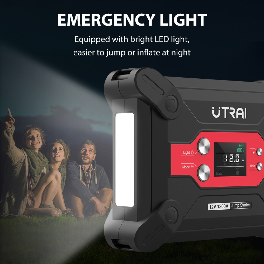 UTRAI Jstar 6 24000mAh 1800A 4-in-1 Car Jump Starter with Air Compressor, Dual USB Outputs Power Bank, LED Flashlight