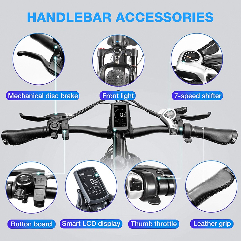 FAFREES F100 26 Inch Electric Bike Max Speed 33Km/h Mountain Ebike 350W Motor 48V 11.6Ah Removable Battery Recharge System Shimano 7 Speed Gears LED Display Aluminum Frame - White