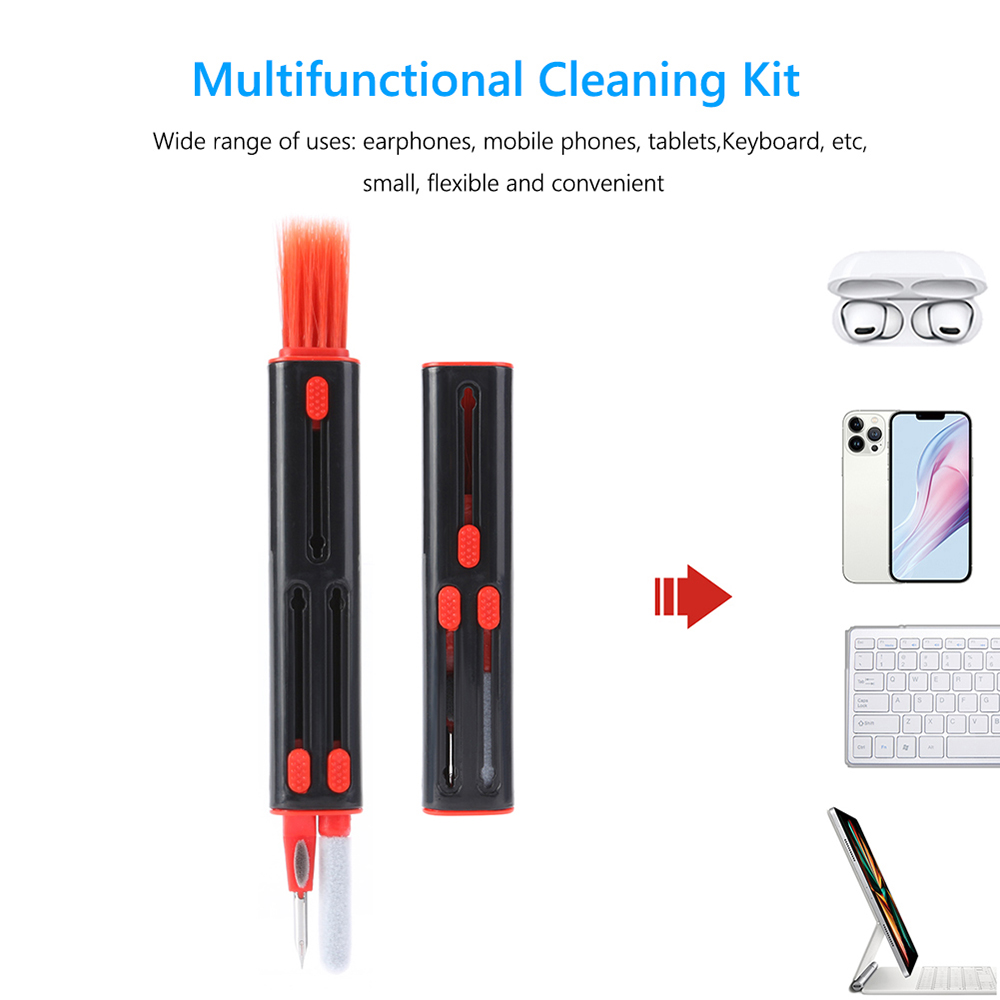 4 in 1 Bluetooth Earphone Cleaning Pen Kit, Telescopic Pen Computer Keyboard Cleaning Brush Dust Remover - White