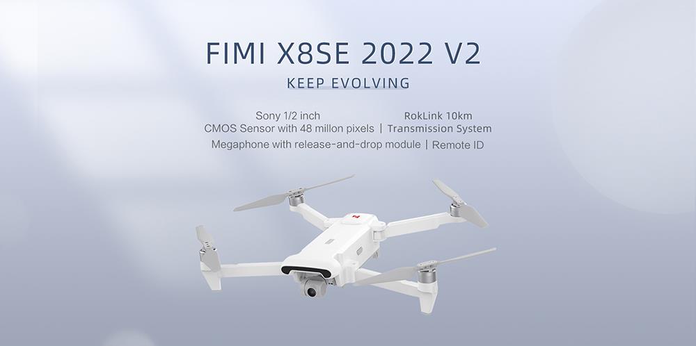 FIMI X8 SE 2022 V2 RC Quadcopter 10km FPV with 3-axis Gimbal 4K Camera HDR GPS Without Megaphone 2 Batteries